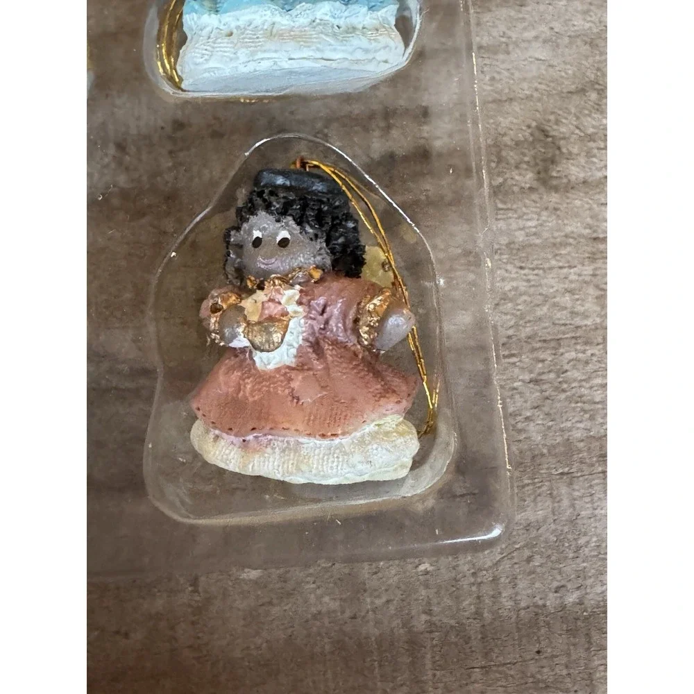 Gift Co. Set Of 6 Afro American Polystone‎ Mini Ornaments, Vintage